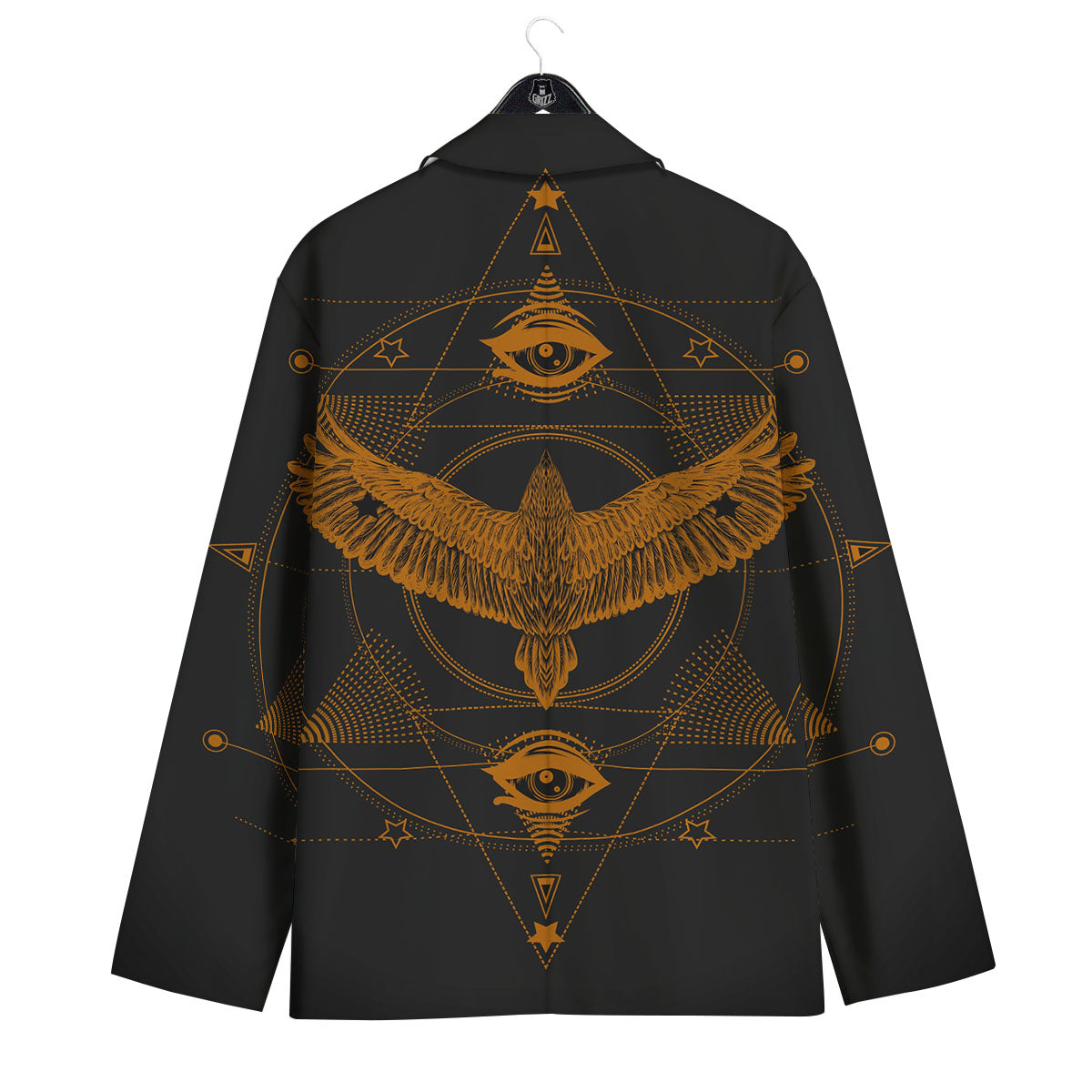 Masonic Eye Raven Print Men's Sport Coat-grizzshop