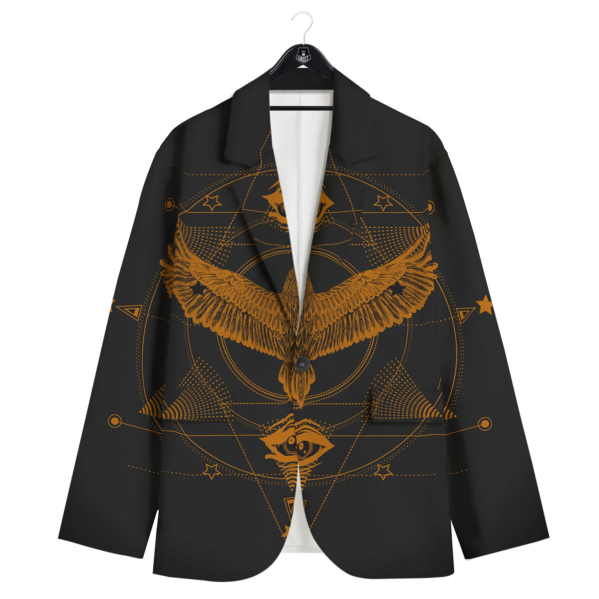 Masonic Eye Raven Print Men's Sport Coat-grizzshop