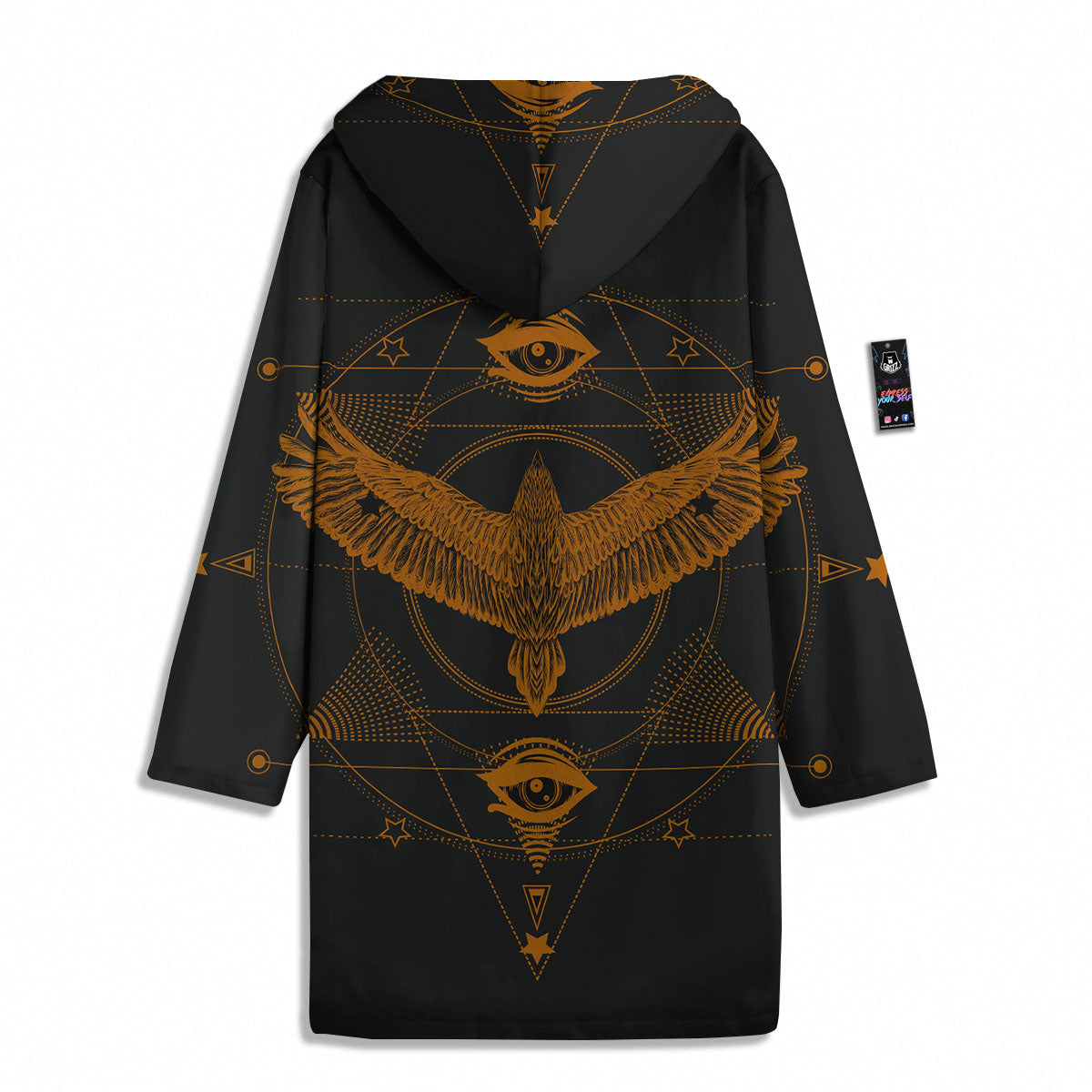 Masonic Eye Raven Print Men's Windbreaker Jacket-grizzshop