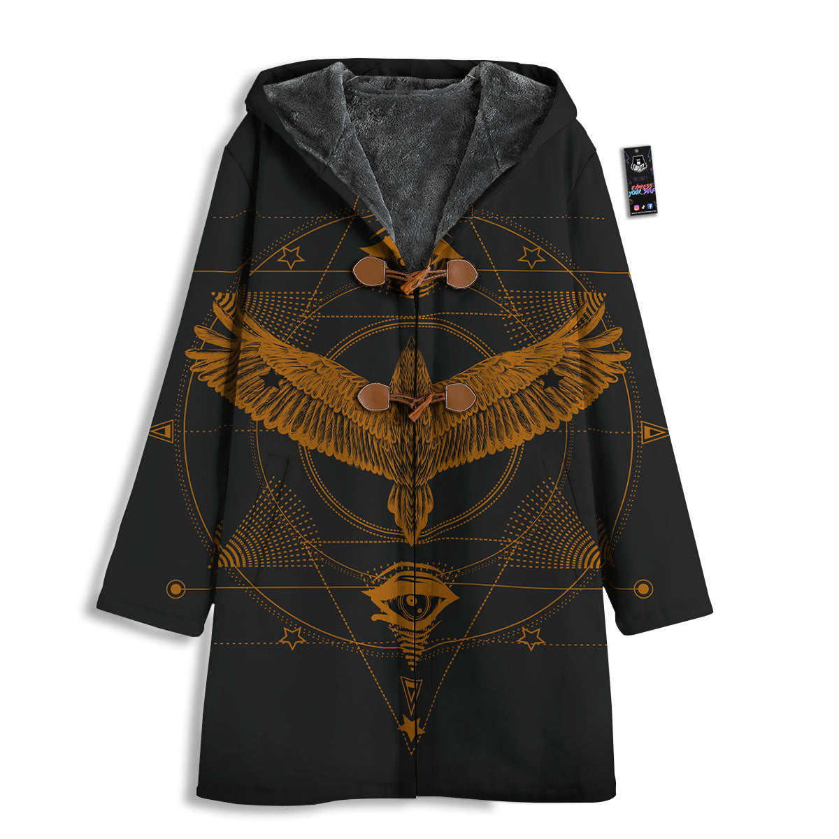 Masonic Eye Raven Print Men's Windbreaker Jacket-grizzshop