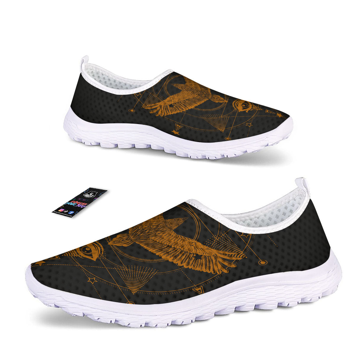 Masonic Eye Raven Print Nurse Shoes-grizzshop