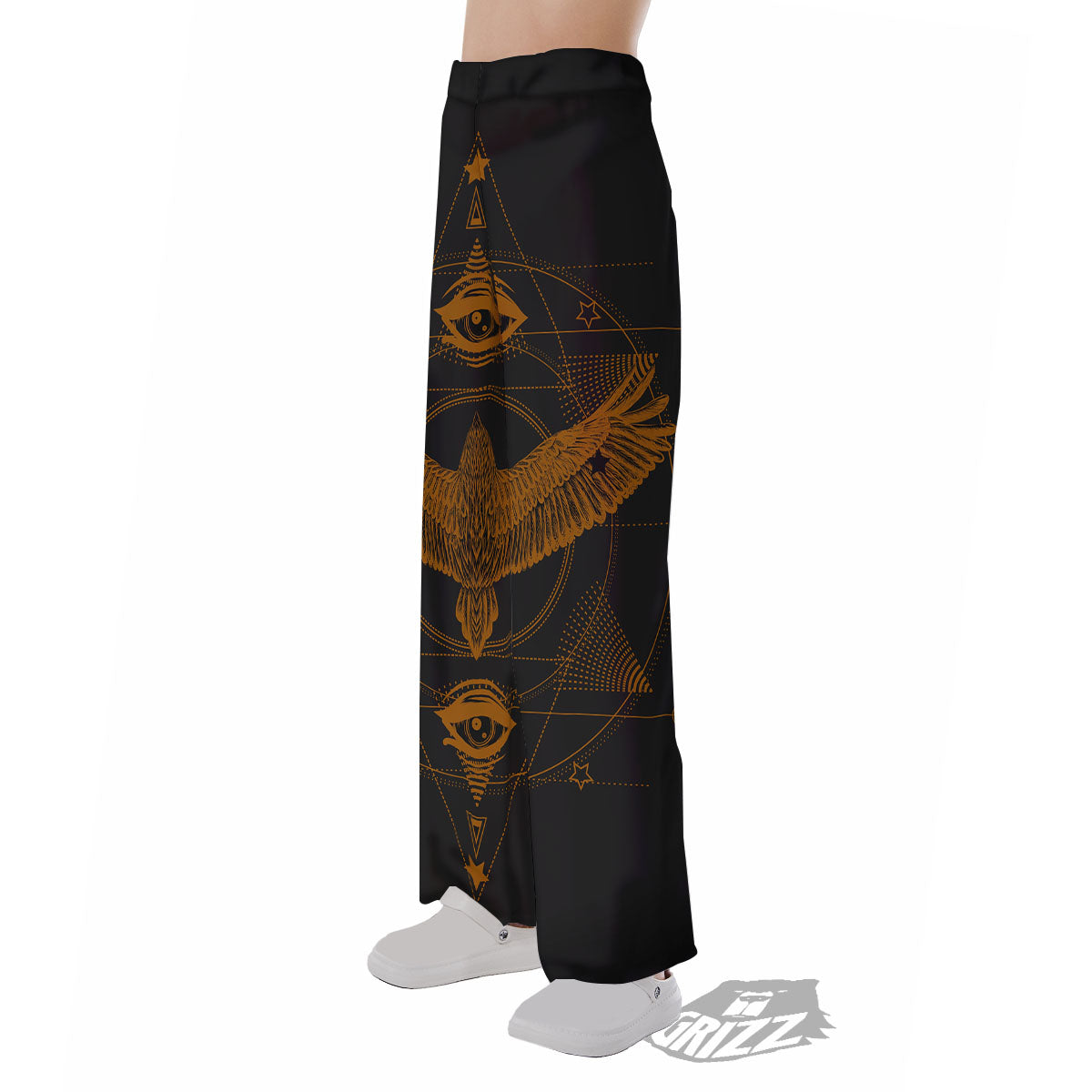 Masonic Eye Raven Print Pajama Pants-grizzshop