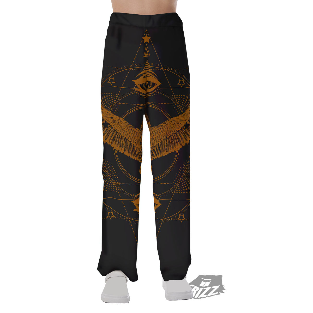 Masonic Eye Raven Print Pajama Pants-grizzshop