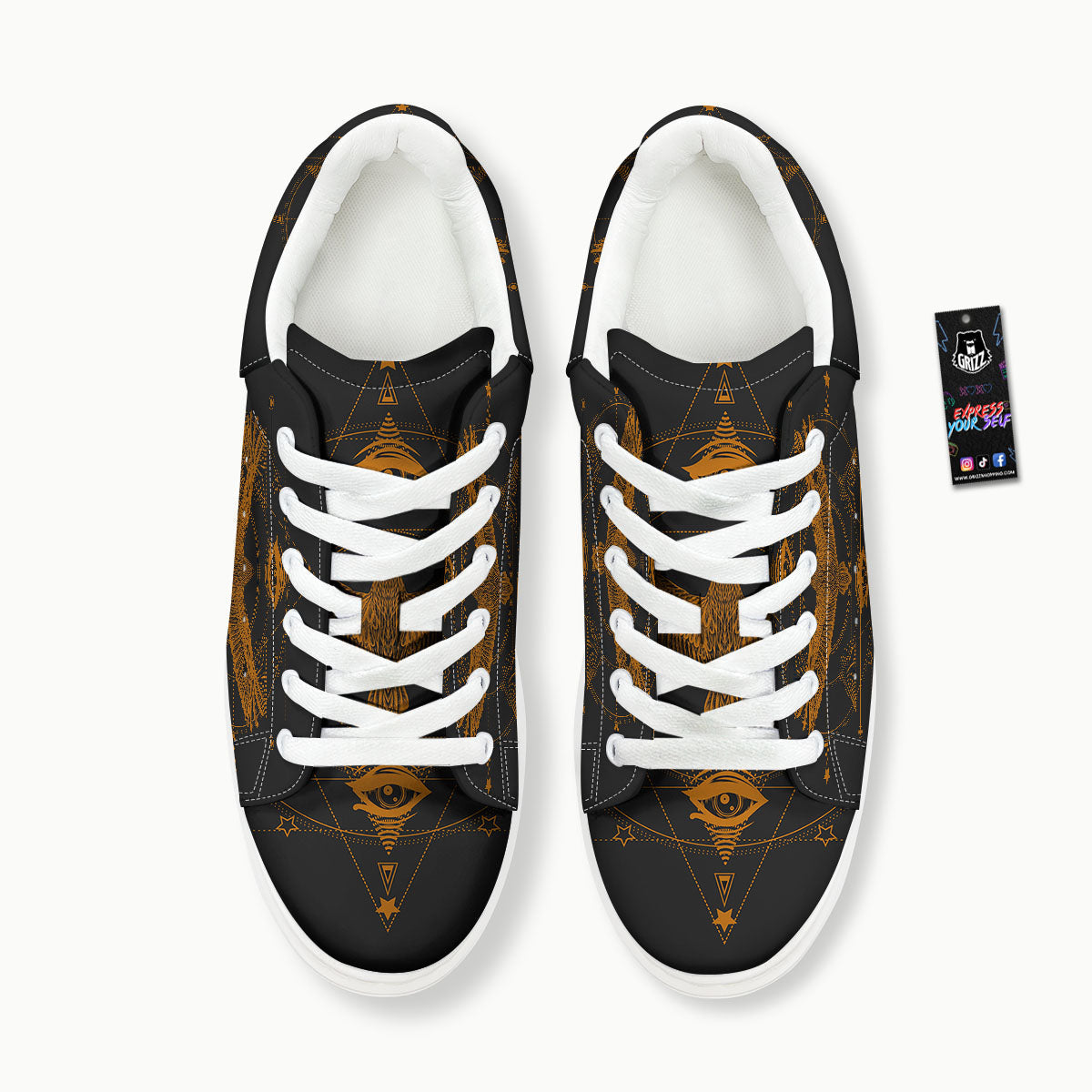 Masonic Eye Raven Print Platform Shoes-grizzshop