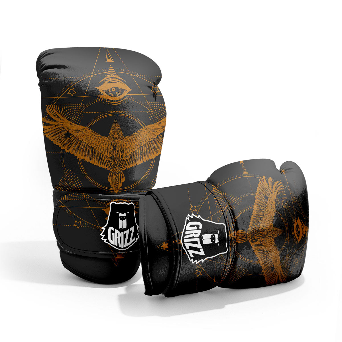 Masonic Eye Raven Print Pro Boxing Glove