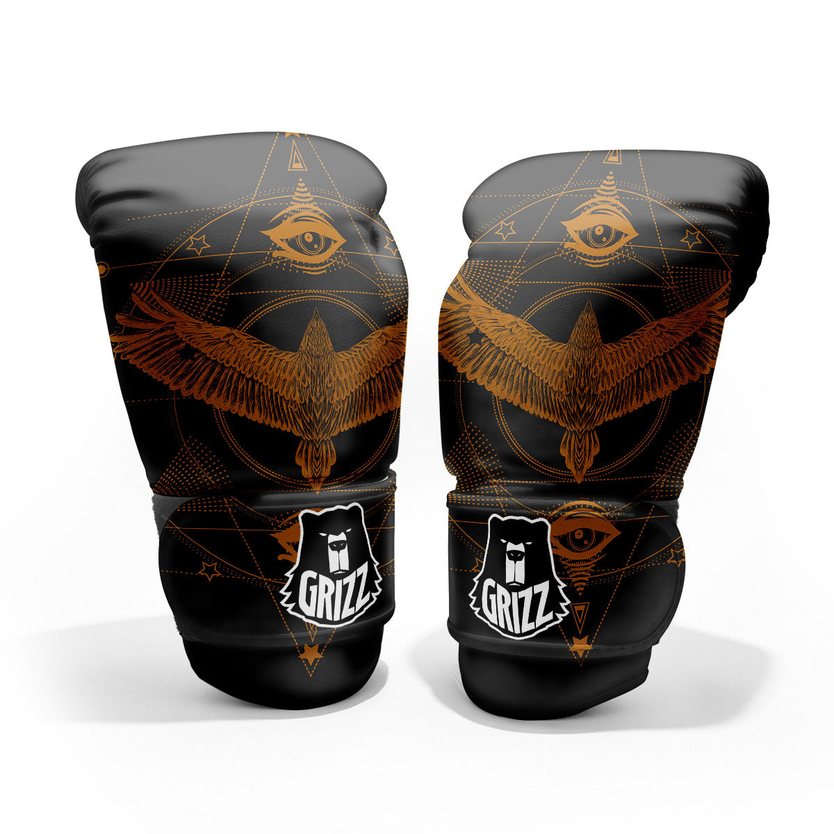 Masonic Eye Raven Print Pro Boxing Glove