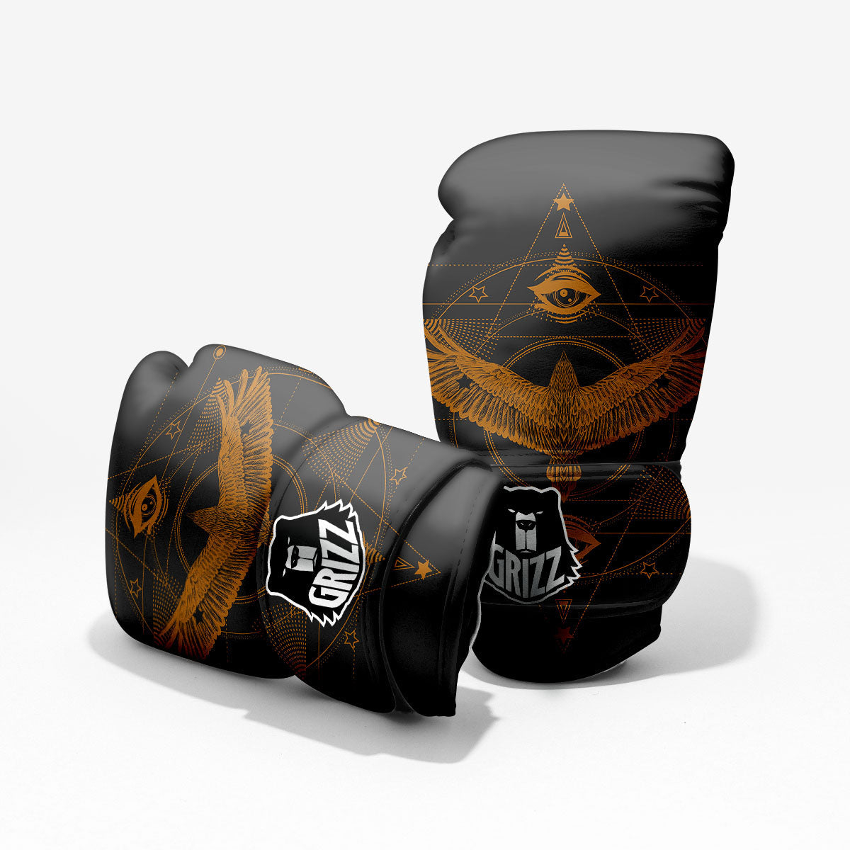 Masonic Eye Raven Print Pro Boxing Glove