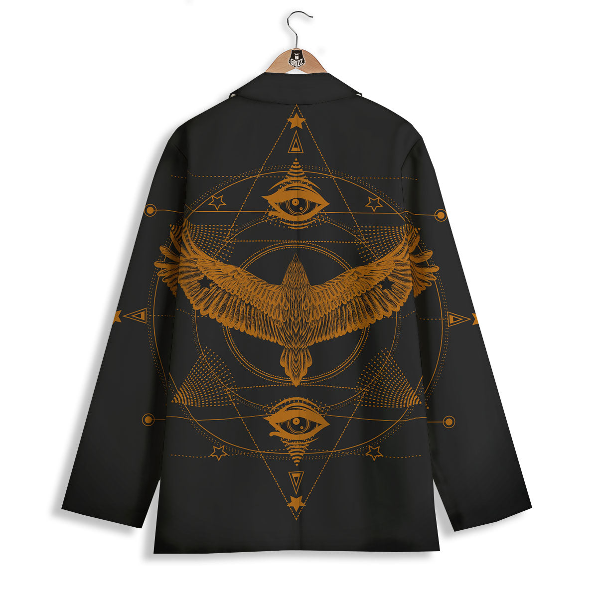 Masonic Eye Raven Print Women's Blazer-grizzshop