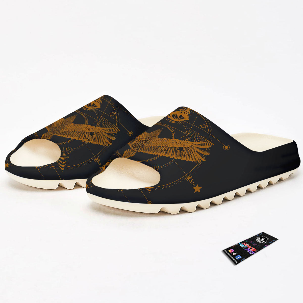 Masonic Eye Raven Print Sandals-grizzshop