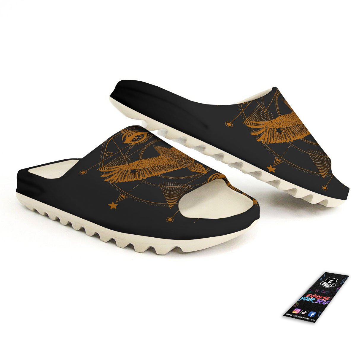 Masonic Eye Raven Print Sandals-grizzshop
