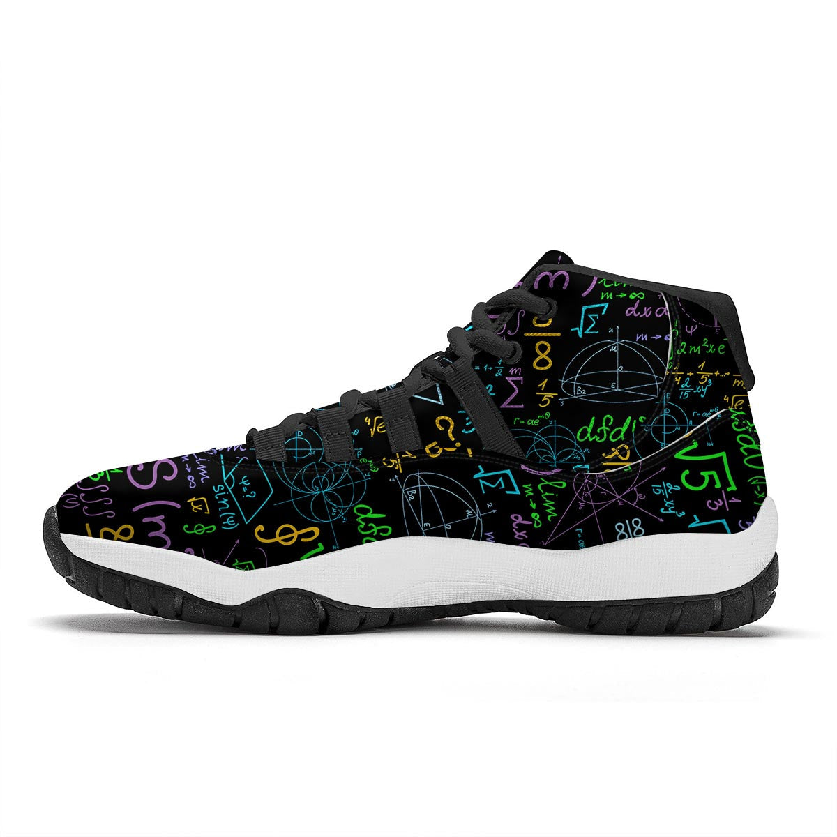Math Pattern Print Black Bball Shoes-grizzshop