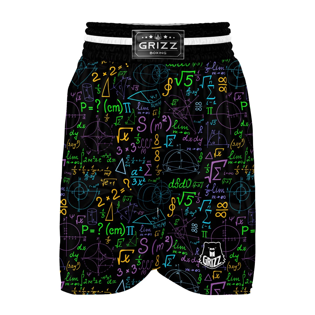 Math Pattern Print Boxing Shorts-grizzshop