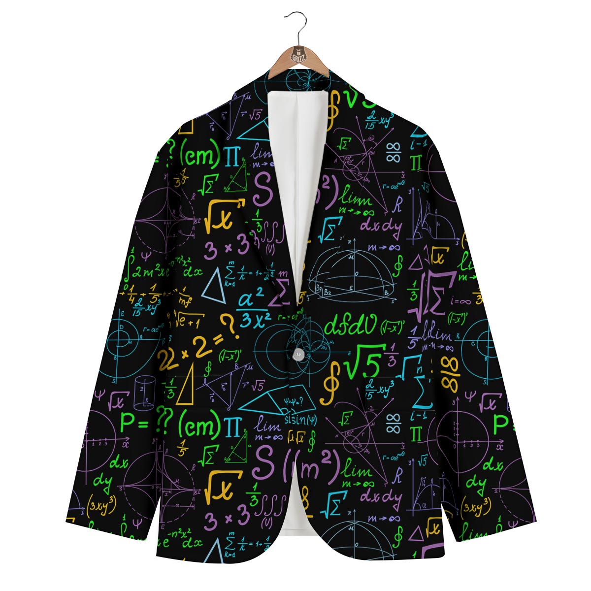 Math Pattern Print Men's Blazer-grizzshop