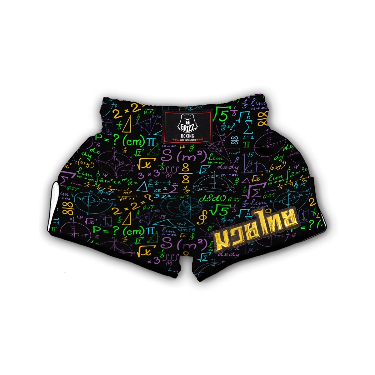 Math Pattern Print Muay Thai Boxing Shorts-grizzshop