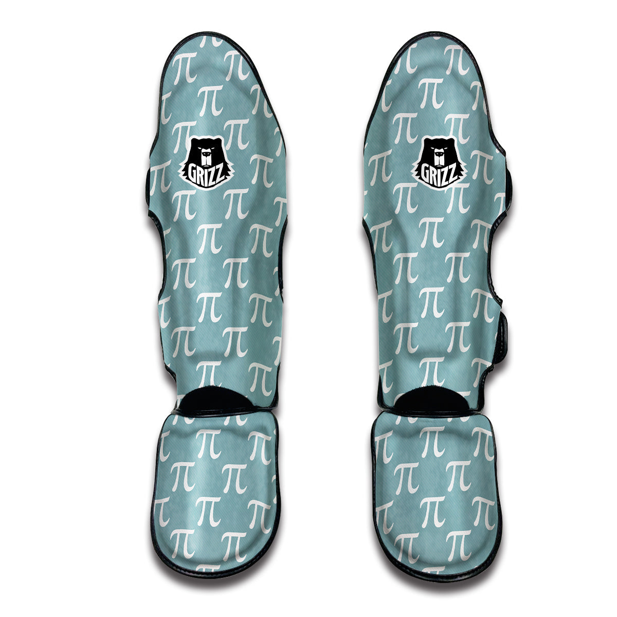 Math Pi White Blue Print Pattern Muay Thai Shin Guards-grizzshop