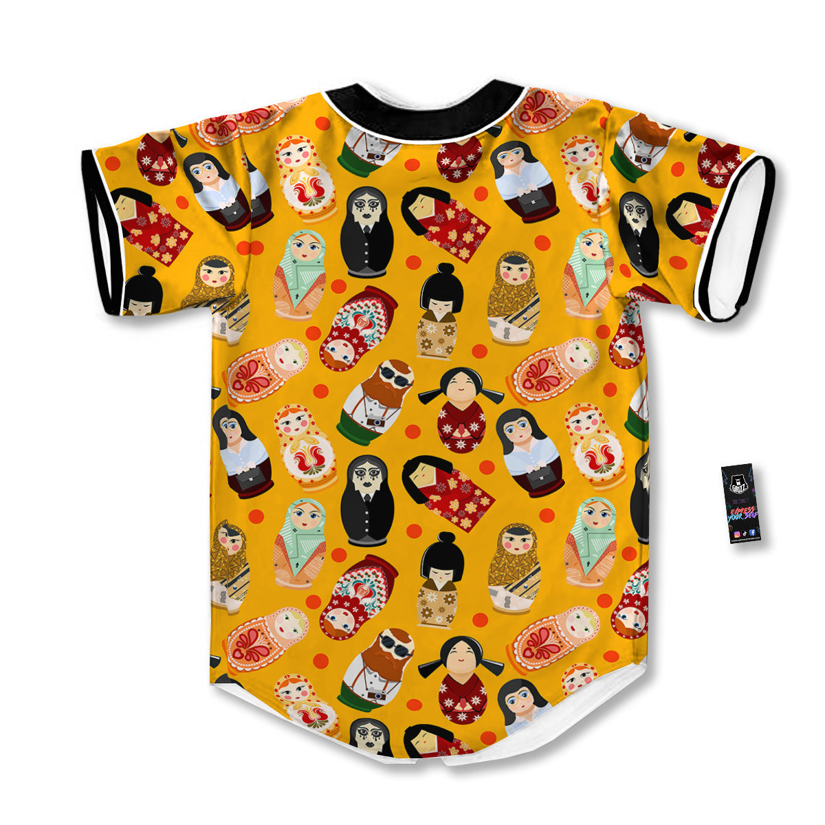 Matryoshka Doll Yellow Print Pattern Baseball Jersey-grizzshop