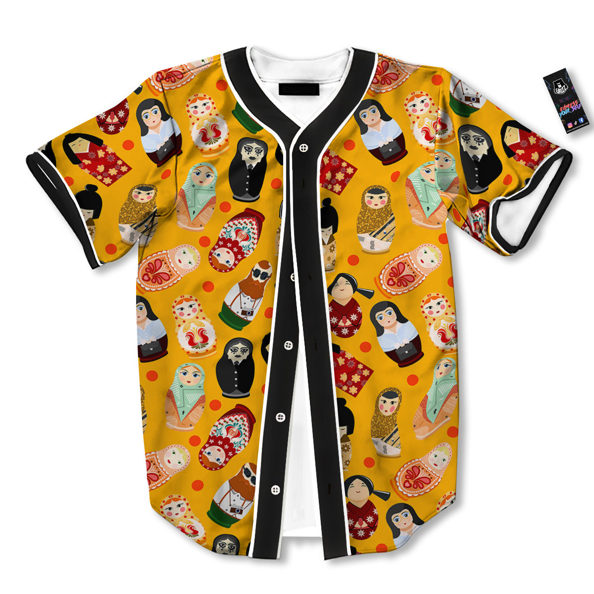 Matryoshka Doll Yellow Print Pattern Baseball Jersey-grizzshop