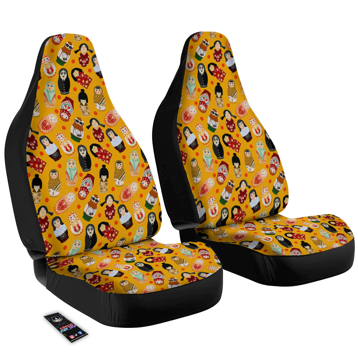 Matryoshka Doll Yellow Print Pattern Car Seat Covers-grizzshop