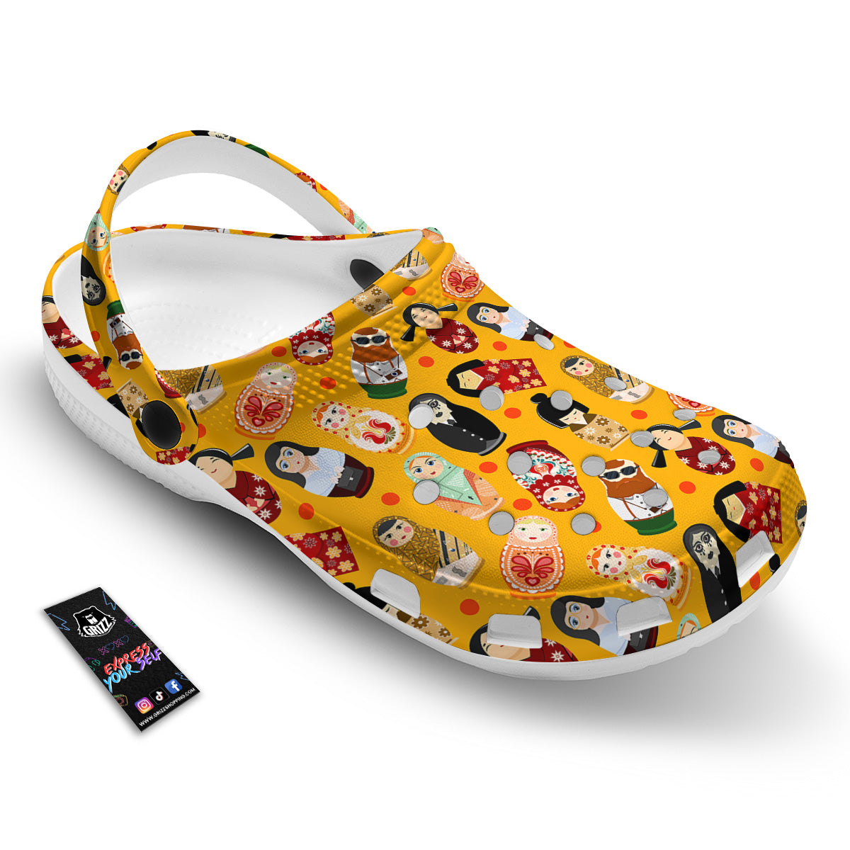 Matryoshka Doll Yellow Print Pattern Clog-grizzshop
