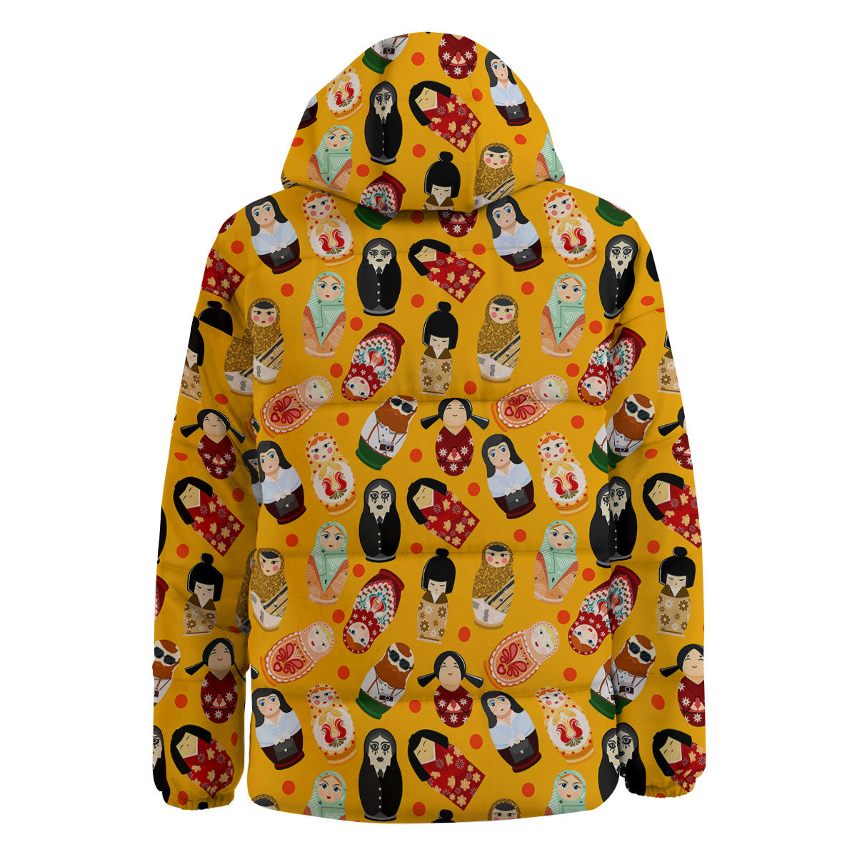 Matryoshka Doll Yellow Print Pattern Down Jacket-grizzshop