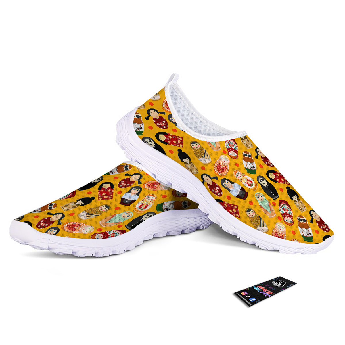 Matryoshka Doll Yellow Print Pattern Nurse Shoes-grizzshop