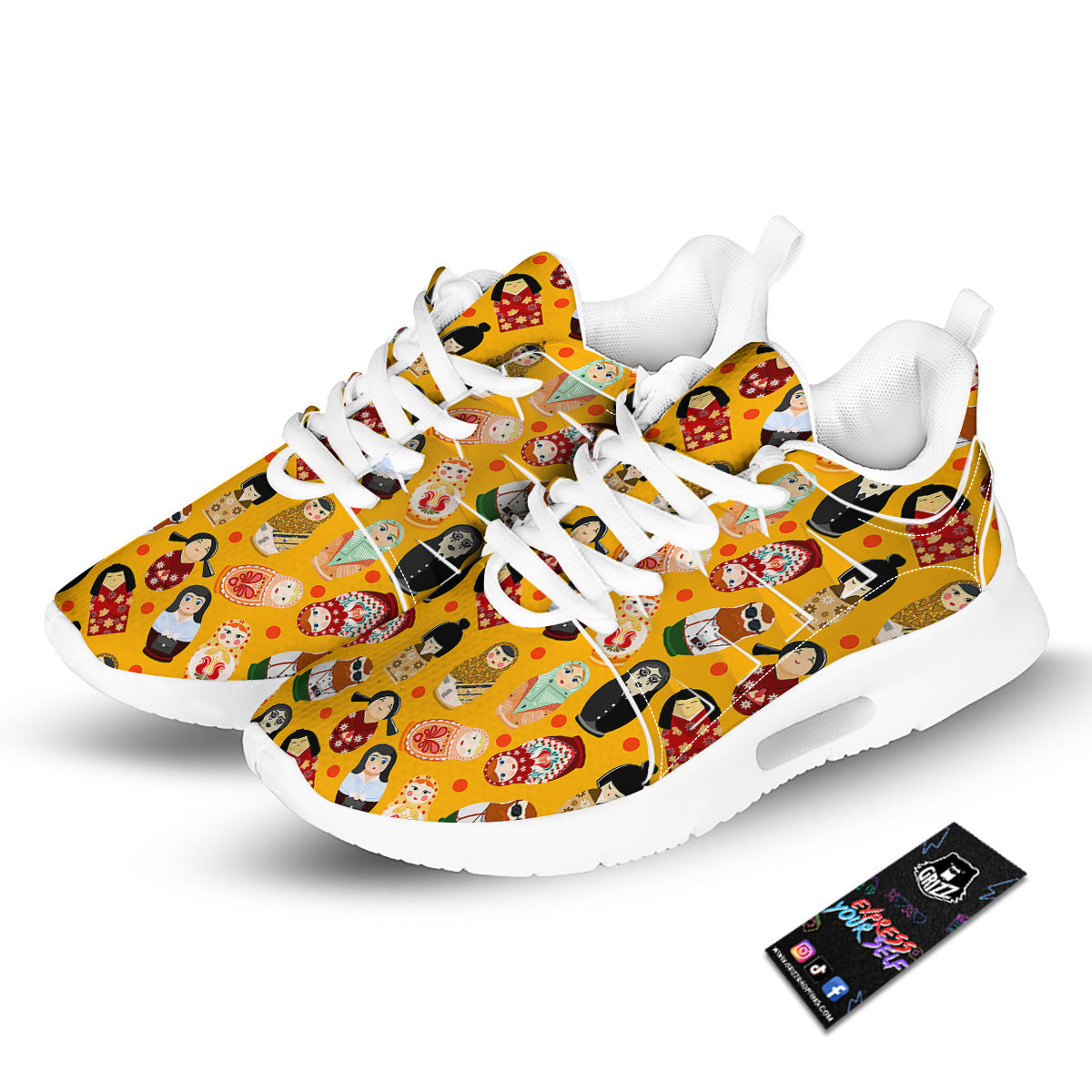 Matryoshka Doll Yellow Print Pattern Tennis Shoes-grizzshop