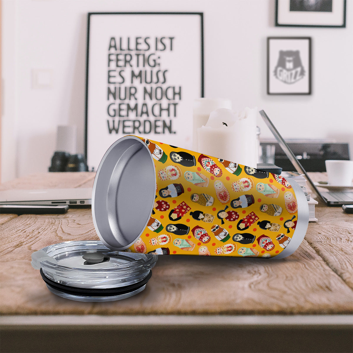 Matryoshka Doll Yellow Print Pattern Tumbler-grizzshop