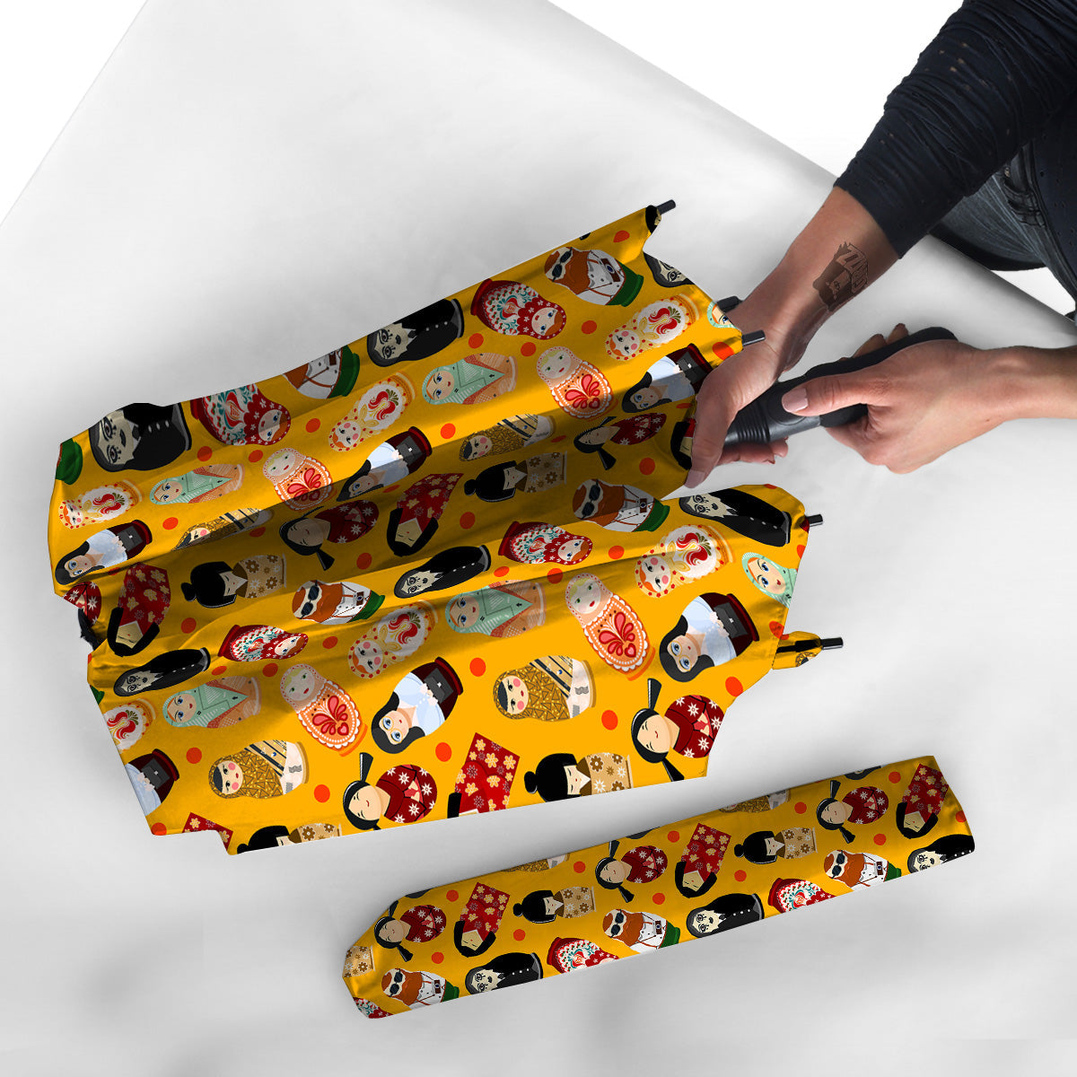 Matryoshka Doll Yellow Print Pattern Umbrella-grizzshop