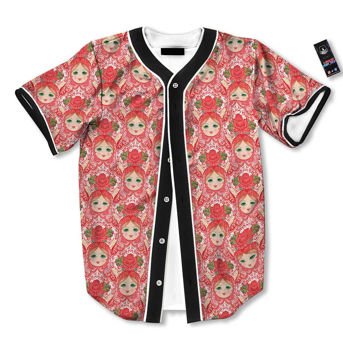 Matryoshka Traditional Pink Print Pattern Baseball Jersey-grizzshop