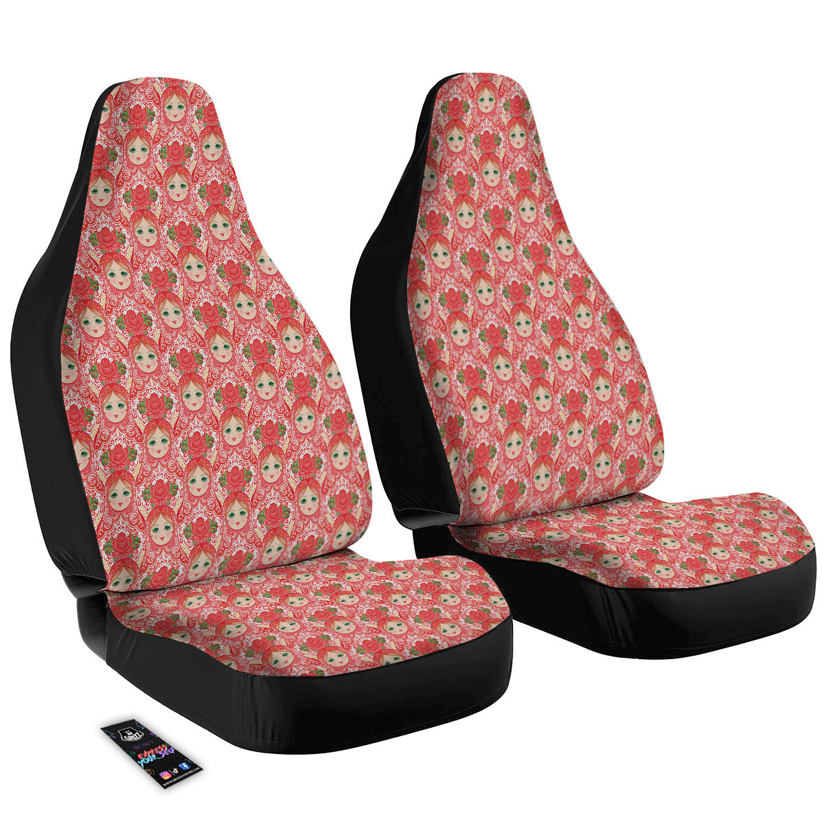 Matryoshka Traditional Pink Print Pattern Car Seat Covers-grizzshop