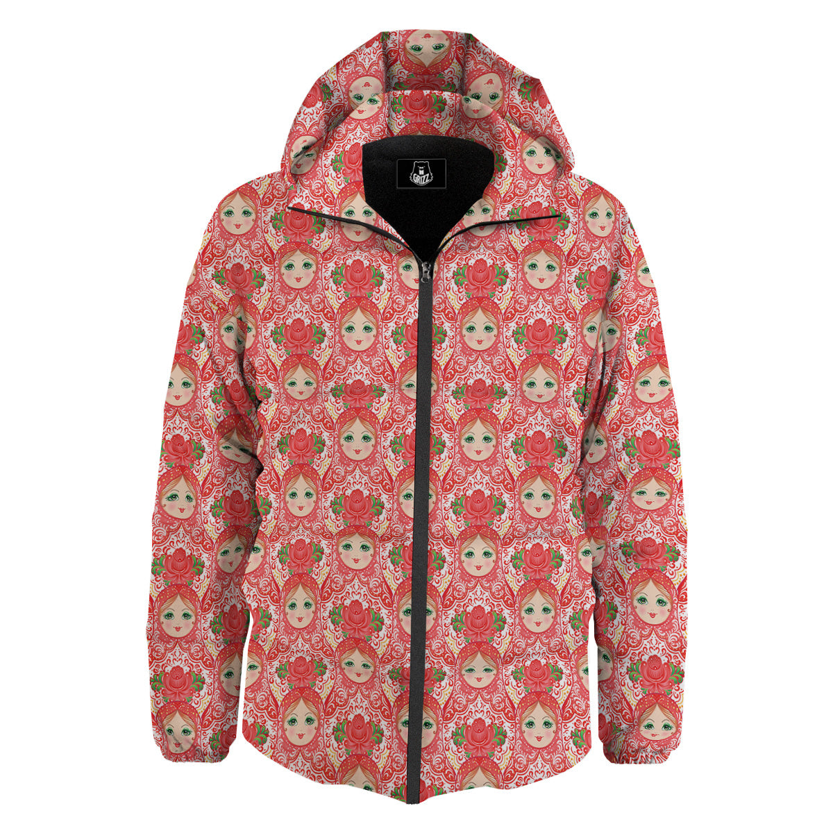 Matryoshka Traditional Pink Print Pattern Down Jacket-grizzshop