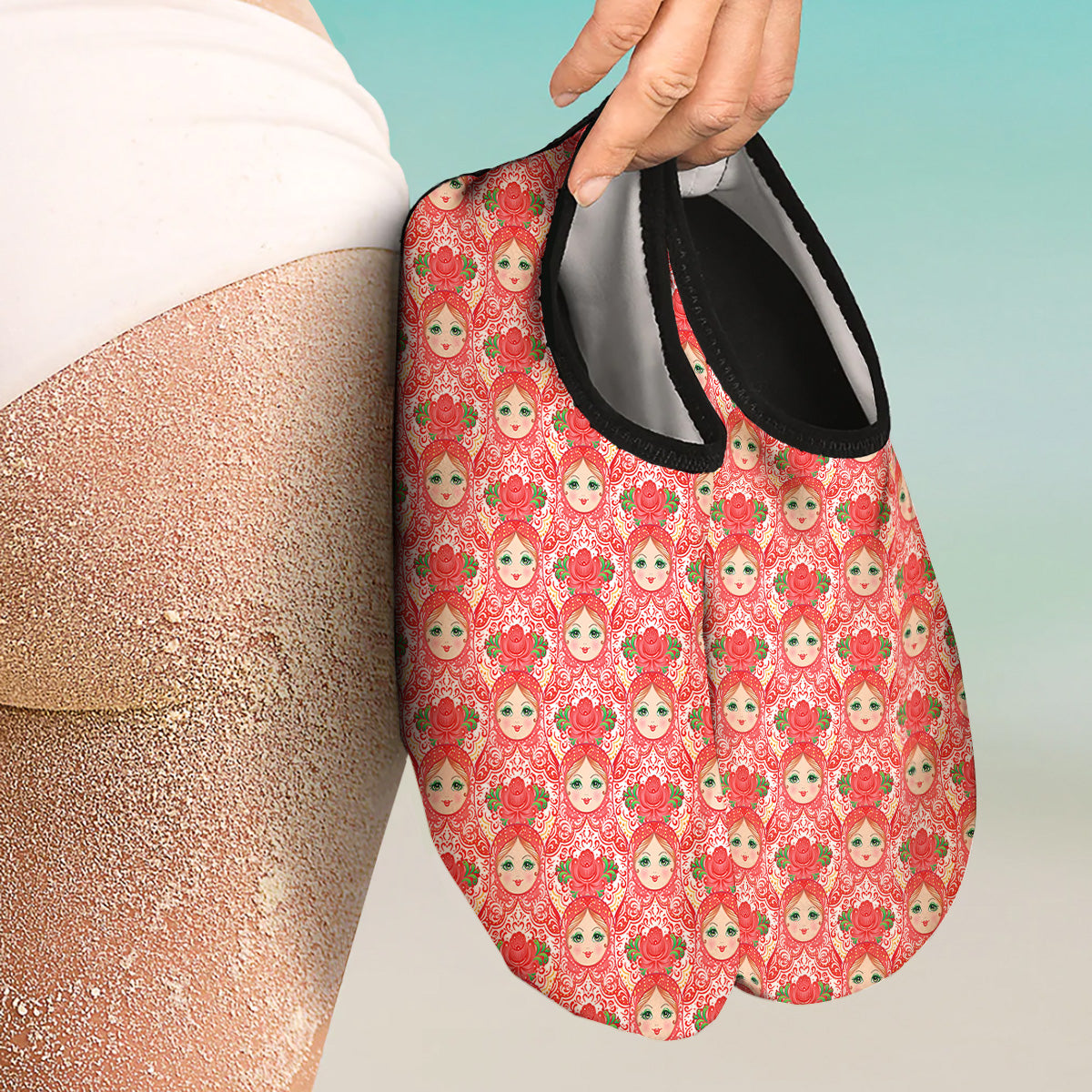 Matryoshka Traditional Pink Print Pattern Water Shoes-grizzshop