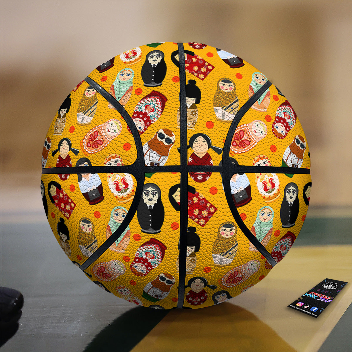 Matryoshka Doll Yellow Print Pattern Basketball
