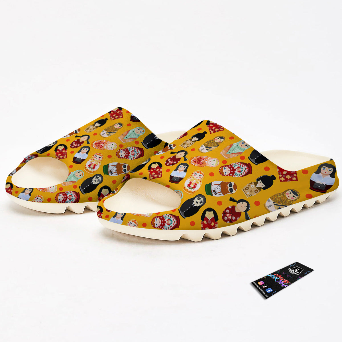 Matryoshka Doll Yellow Print Pattern Sandals-grizzshop