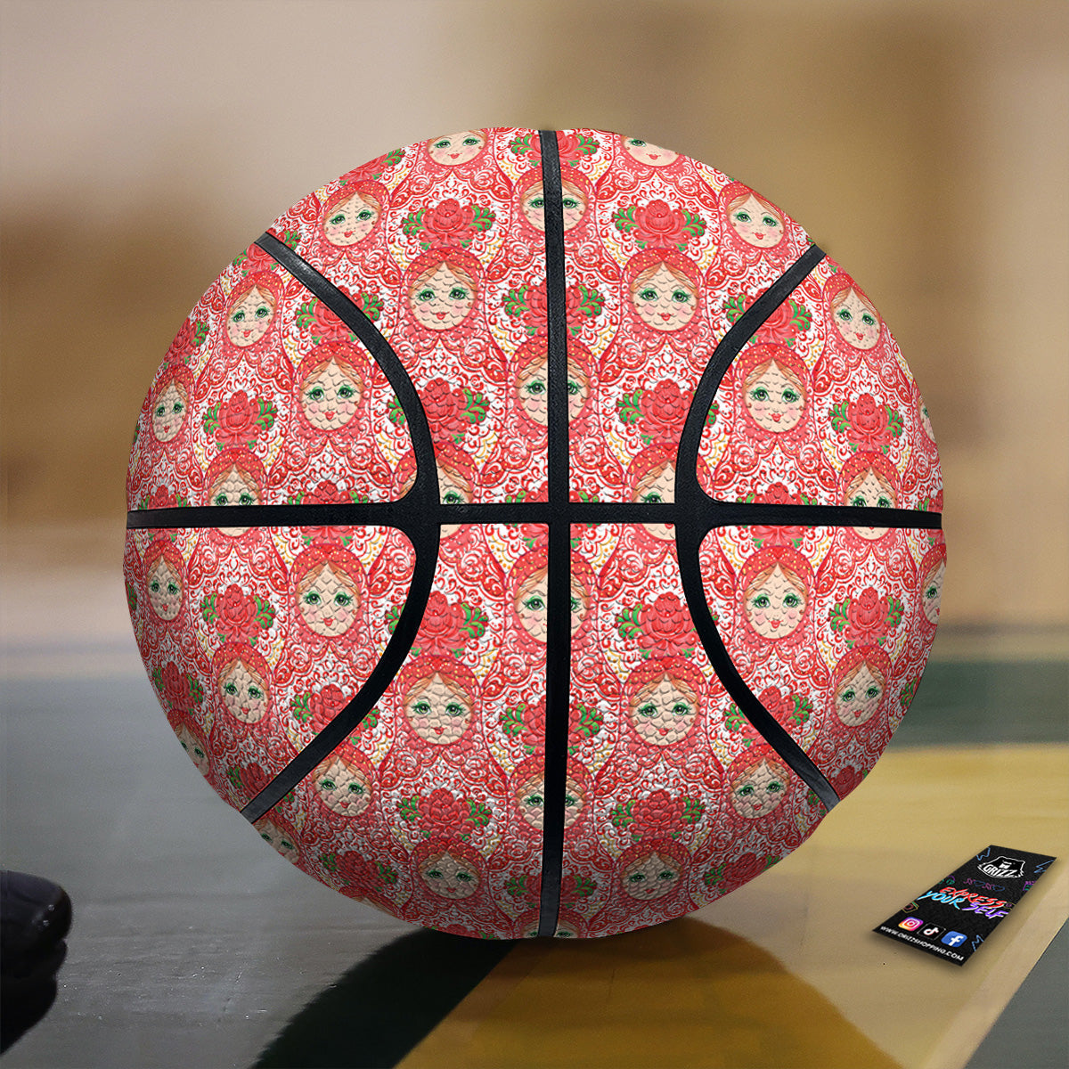 Matryoshka Traditional Pink Print Pattern Basketball