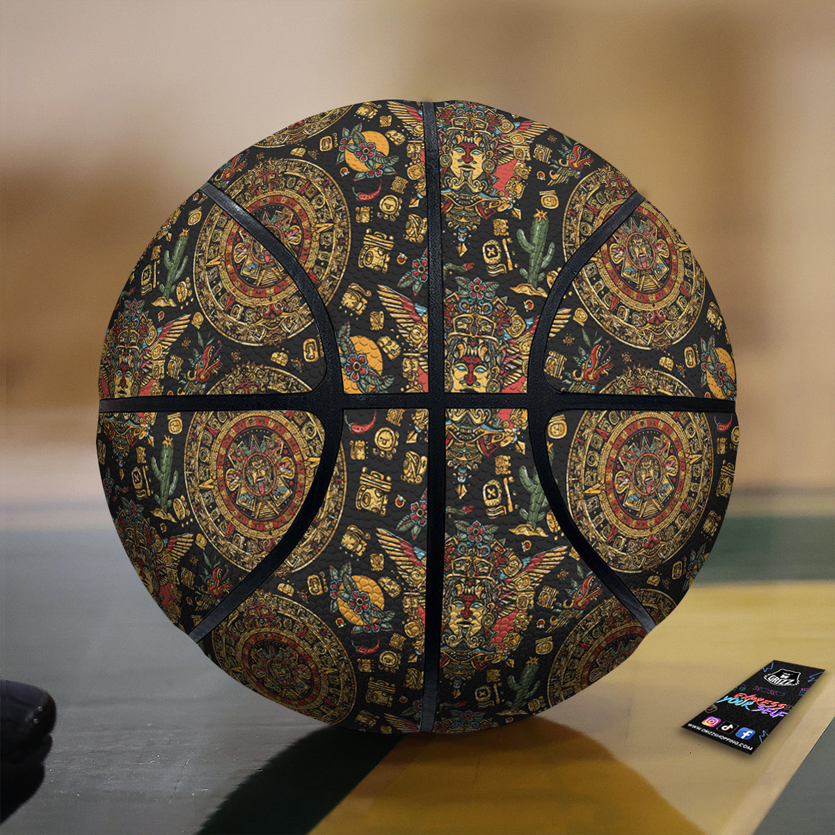Maya Ancient Print Pattern Basketball-grizzshop