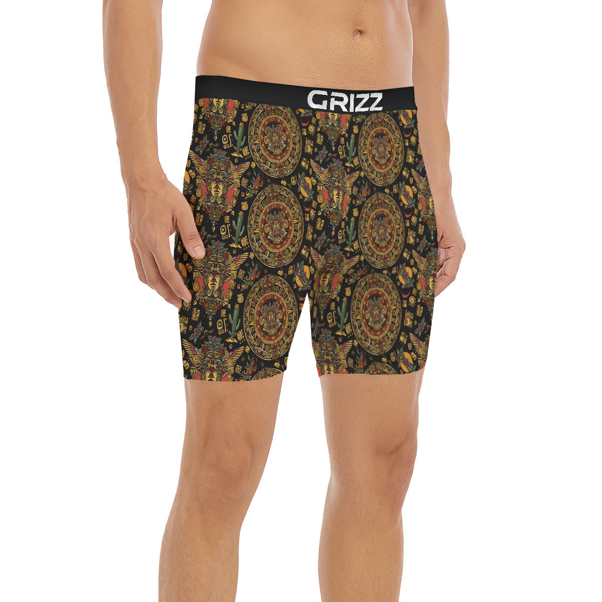 Maya Ancient Print Pattern Boxer Briefs-grizzshop