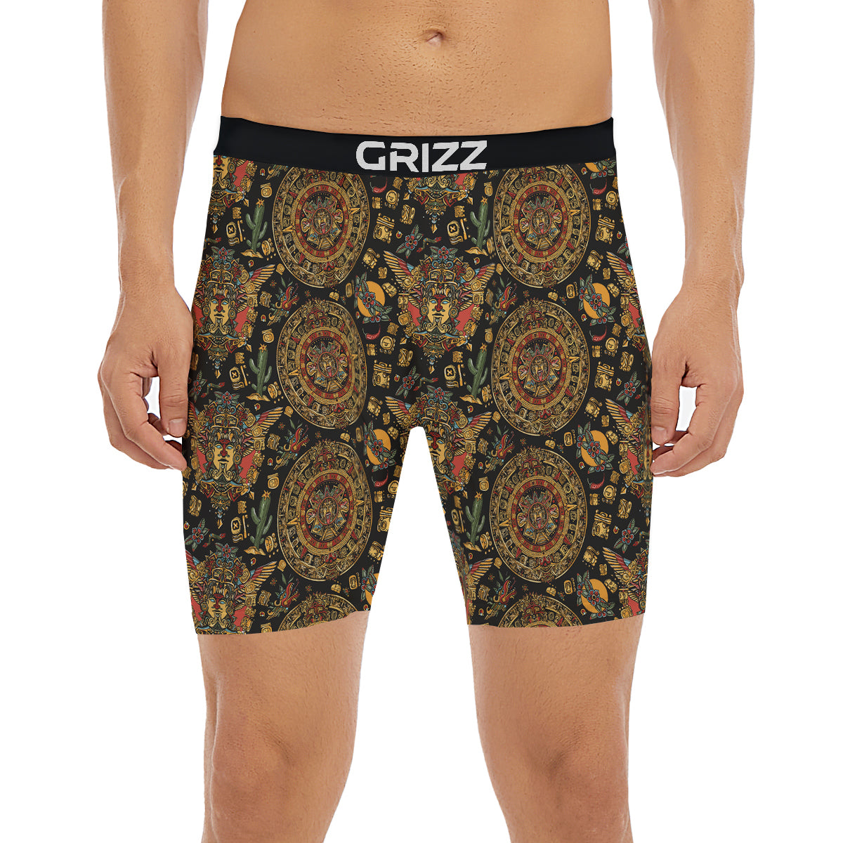 Maya Ancient Print Pattern Boxer Briefs-grizzshop