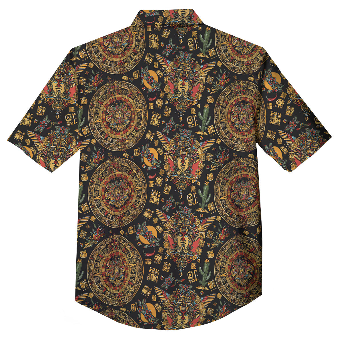 Maya Ancient Print Pattern Button Up Shirt-grizzshop