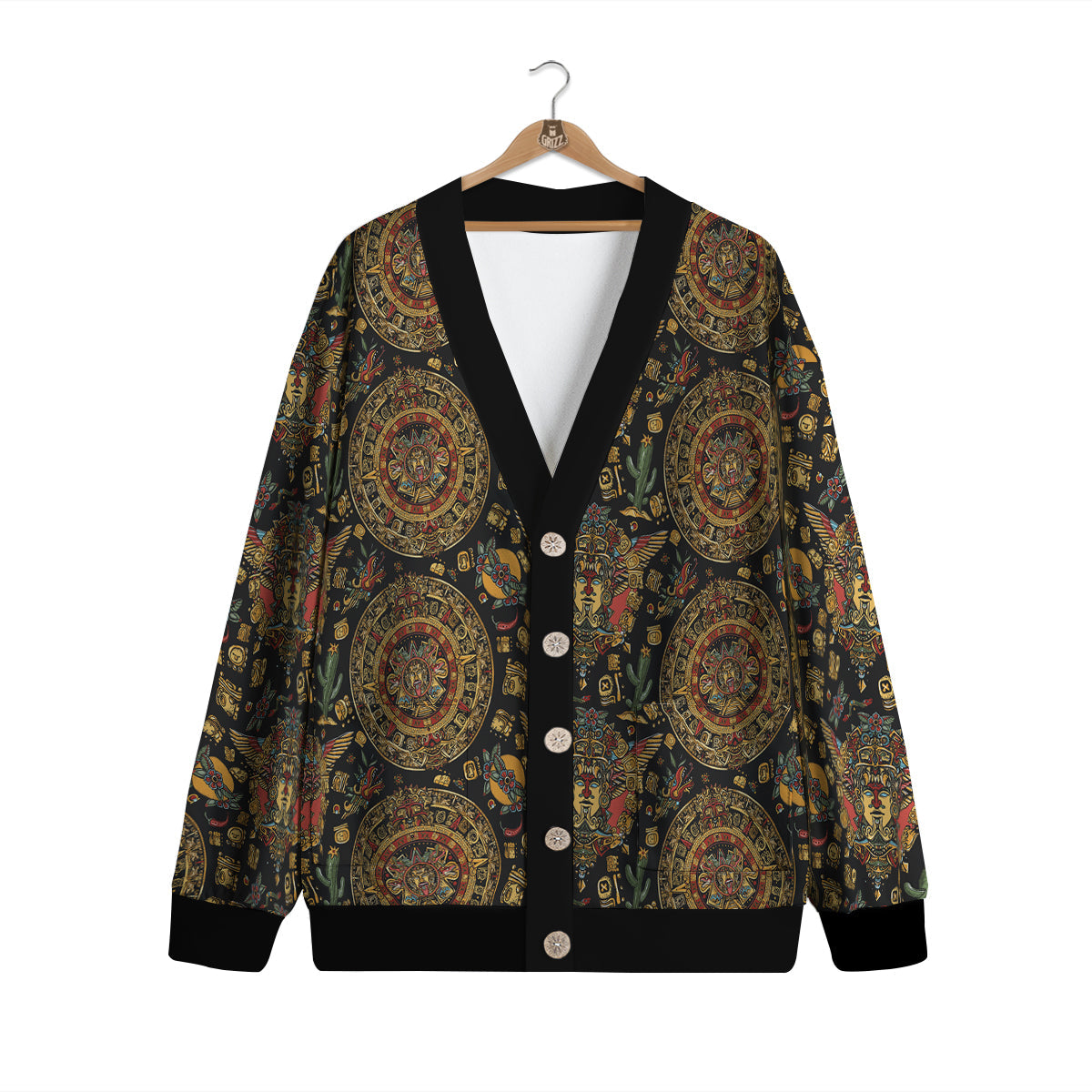 Maya Ancient Print Pattern Cardigan-grizzshop