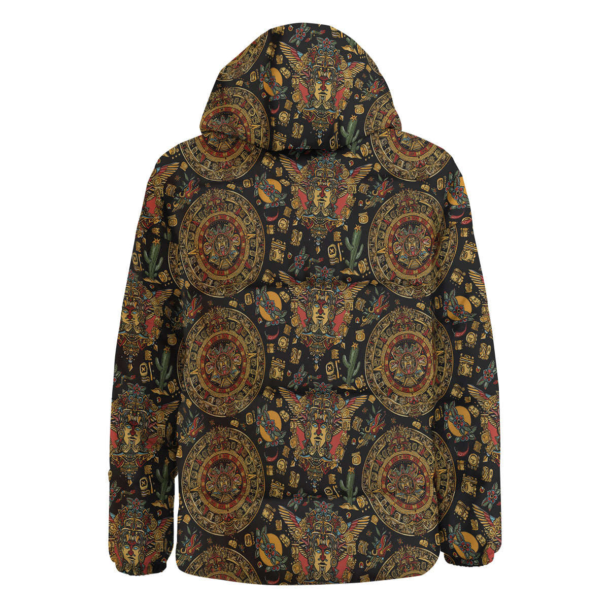 Maya Ancient Print Pattern Down Jacket-grizzshop