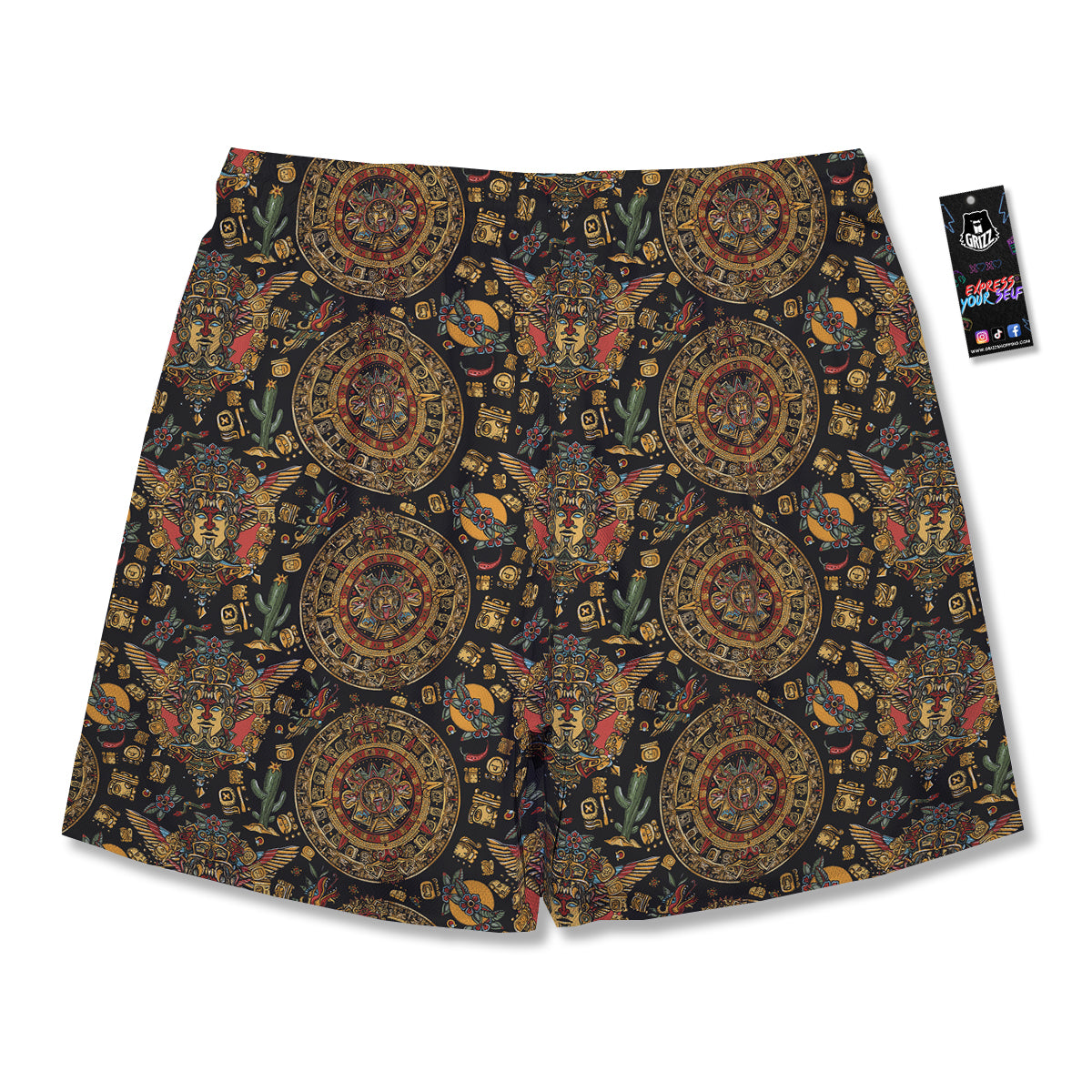 Maya Ancient Print Pattern Men's Running Shorts-grizzshop