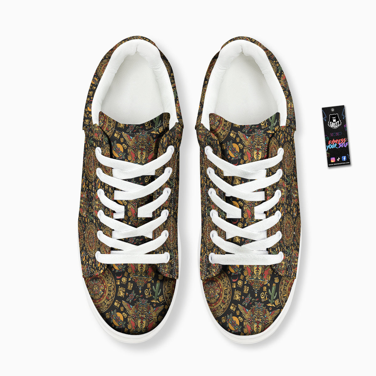Maya Ancient Print Pattern Platform Shoes-grizzshop
