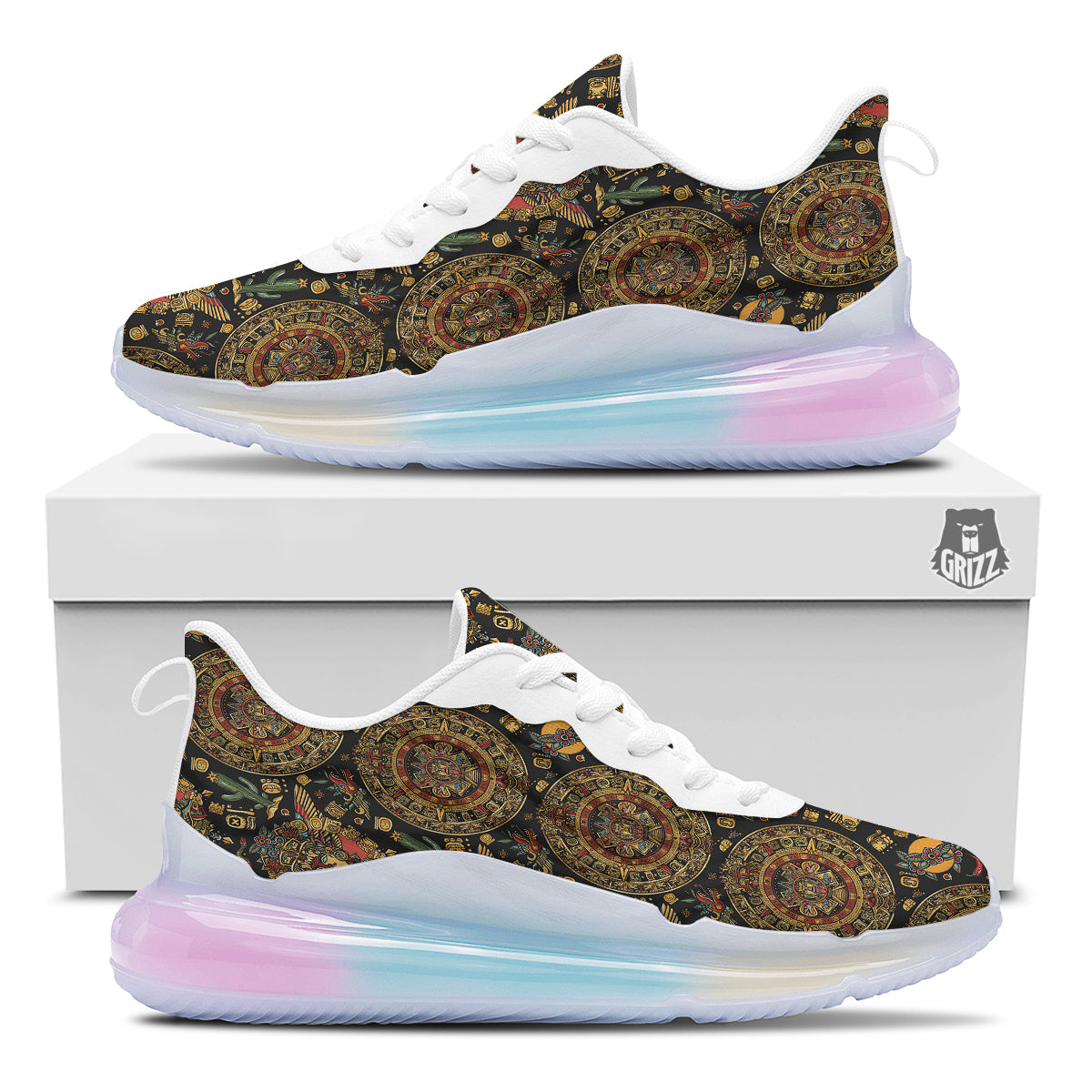 Maya Ancient Print Pattern Running Sneakers-grizzshop