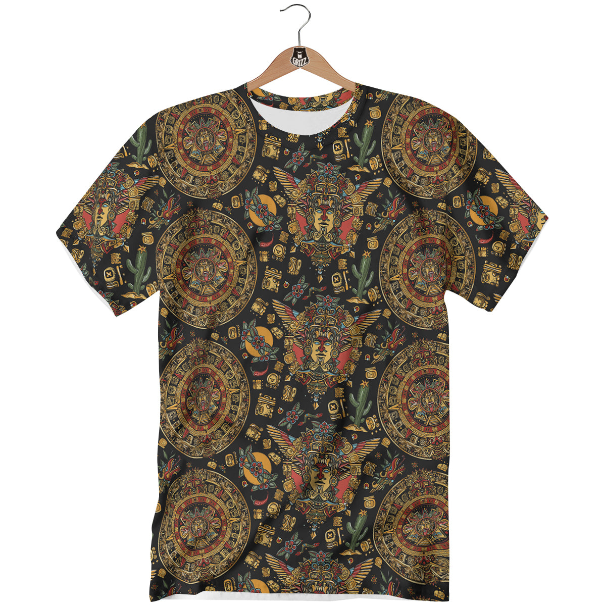 Maya Ancient Print Pattern T-Shirt-grizzshop