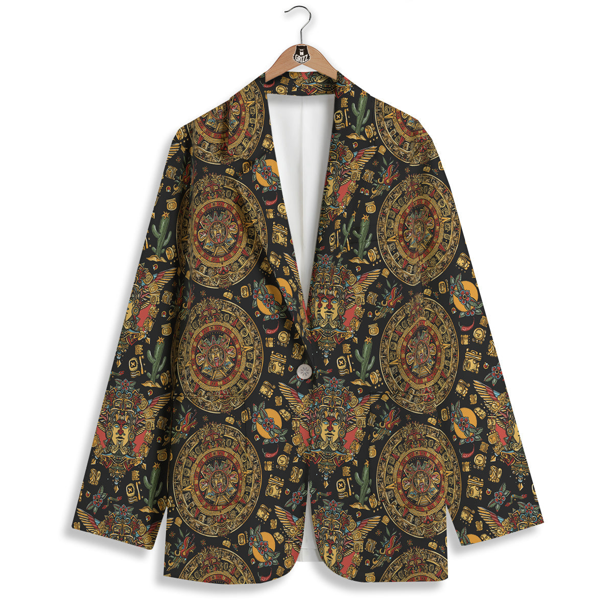 Maya Ancient Print Pattern Women's Blazer-grizzshop