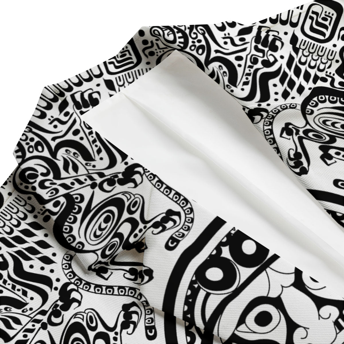 Maya Calendar White And Black Print Men's Blazer-grizzshop