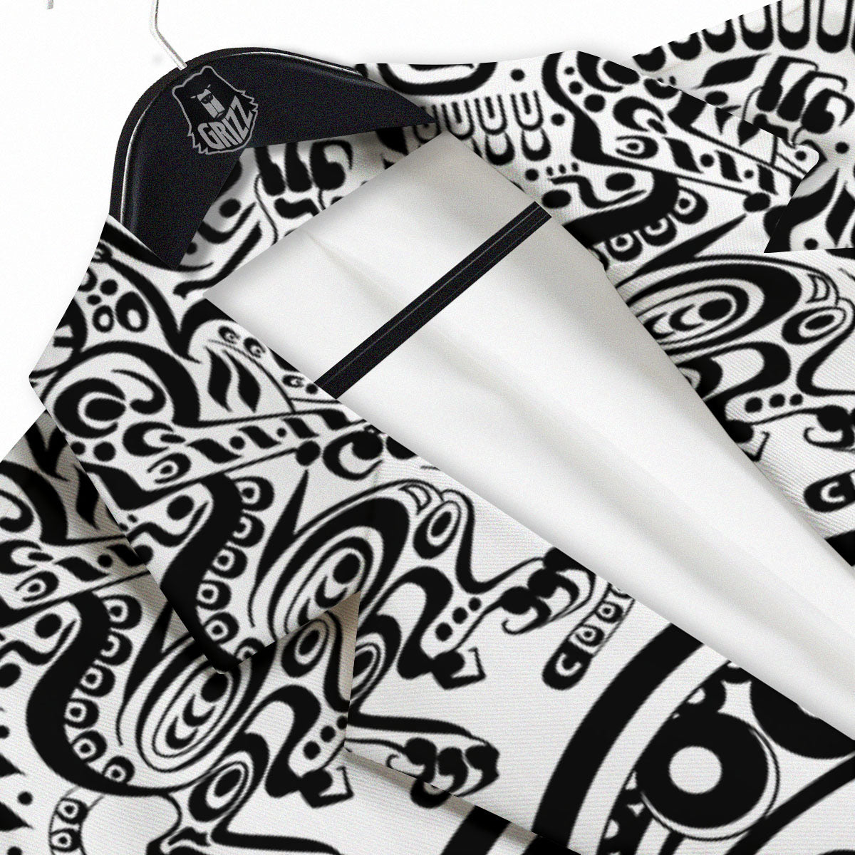 Maya Calendar White And Black Print Men's Sport Coat-grizzshop