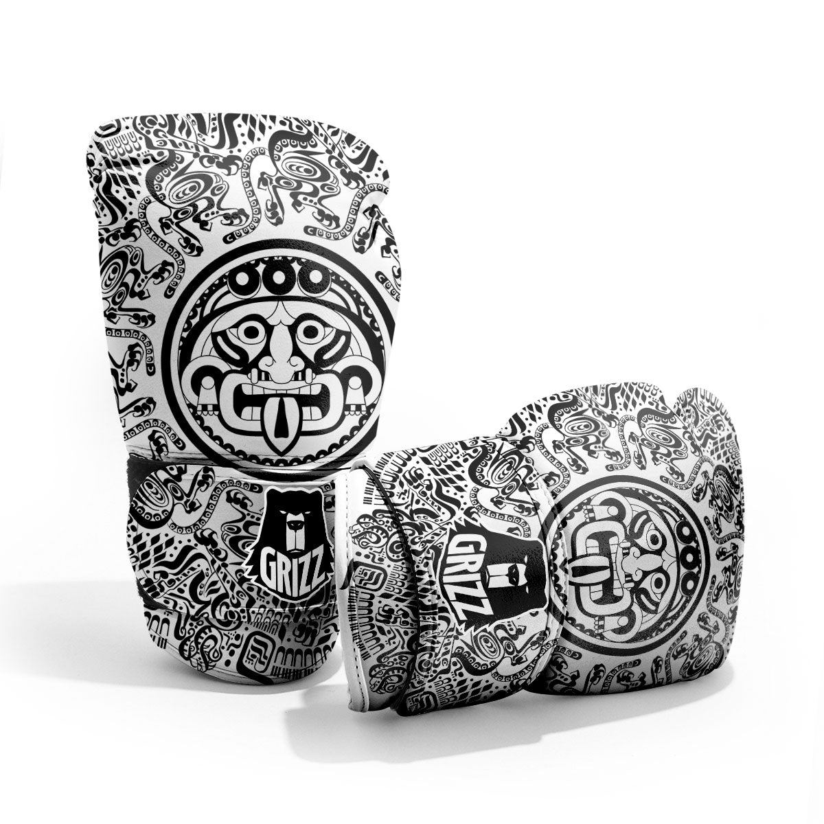 Maya Calendar White And Black Print Pro Boxing Glove