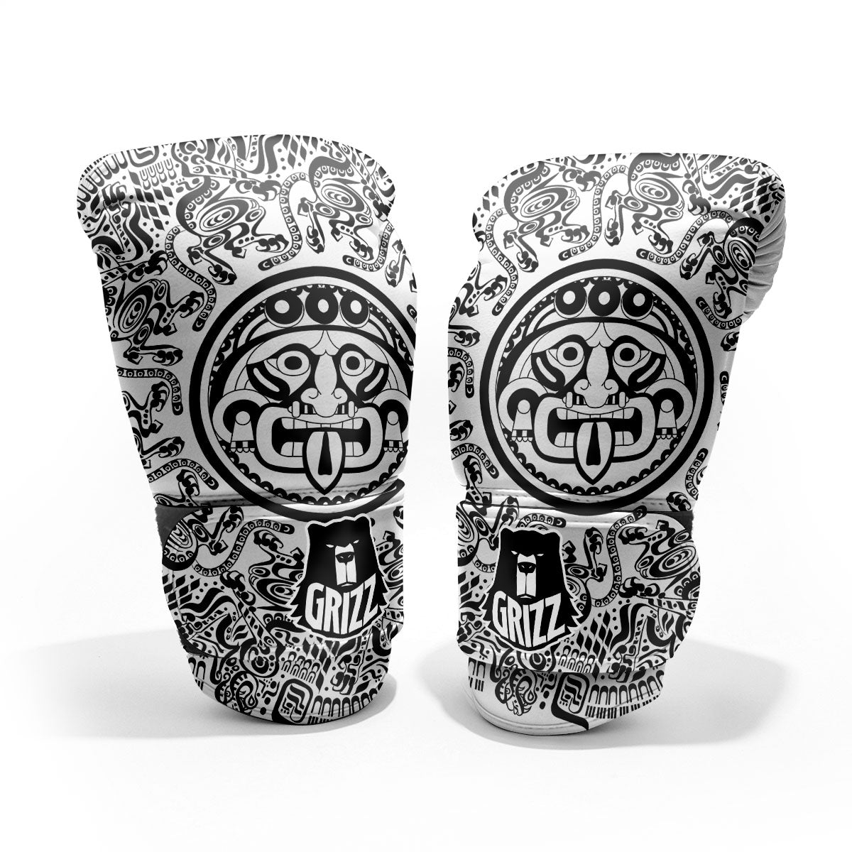 Maya Calendar White And Black Print Pro Boxing Glove